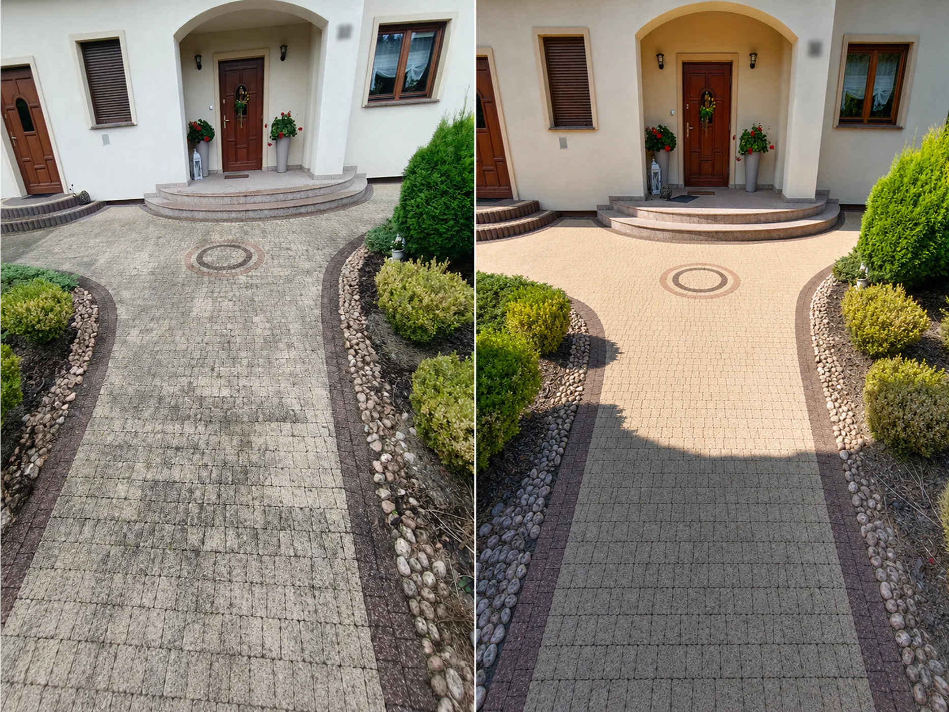 Remont nawierzchni podwórka przed i po
